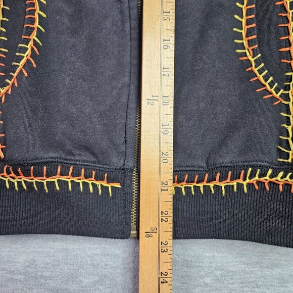 Sugar Lips Women’s Black Embroidered Floral Full Zip Sweatshirt Size S - Picture 6 of 10